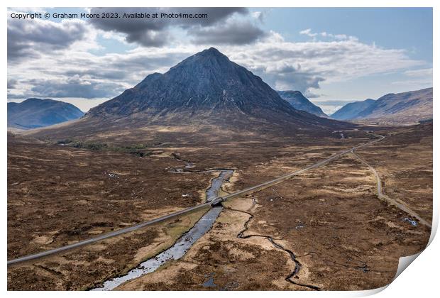 Buachaille Etive Mor and River Etive Print by Graham Moore