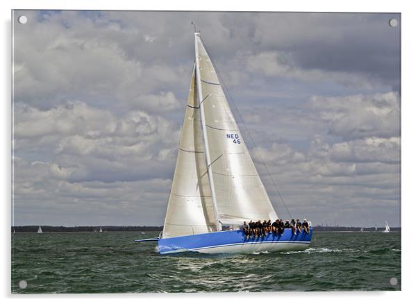 Racing yacht Acrylic by Gary Eason