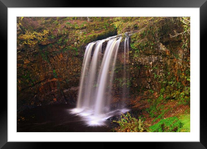 Tranquil waterfall at Dalcairney, Dalmellington Framed Mounted Print by Allan Durward Photography