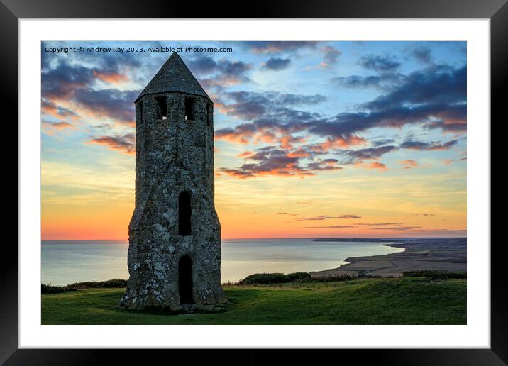 St Catherines Oratory at sunset Framed Mounted Print by Andrew Ray