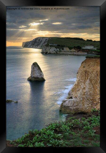 Shafts of light over Freshwater Bay Framed Print by Andrew Ray