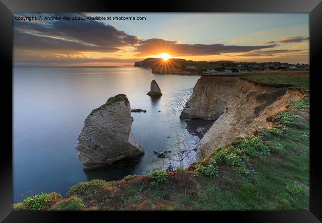 Towards the setting sun (Freshwater Bay) Framed Print by Andrew Ray