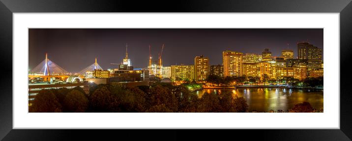 Boston Skyline at Night Framed Mounted Print by Gareth Burge Photography