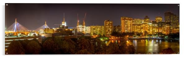 Boston Skyline at Night Acrylic by Gareth Burge Photography