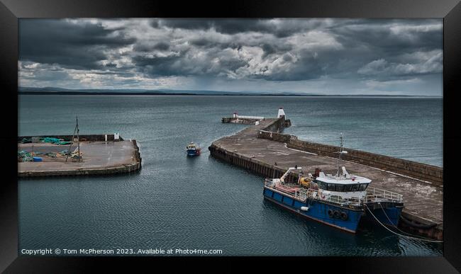 "Burghead Harbour: A Captivating Seascape" Framed Print by Tom McPherson