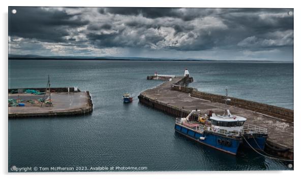 "Burghead Harbour: A Captivating Seascape" Acrylic by Tom McPherson