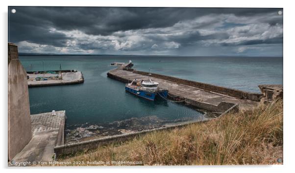 Enchanting Bustle at Burghead Harbour Acrylic by Tom McPherson
