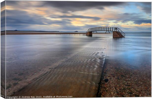 Bridge to nowhere at sunset (Belhaven) Canvas Print by Andrew Ray