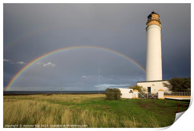 Rainbow at Barns Ness Print by Andrew Ray