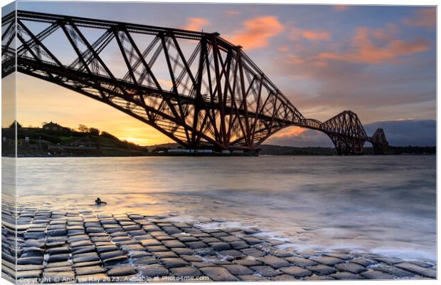 Forth Bridge at sunrise Canvas Print by Andrew Ray
