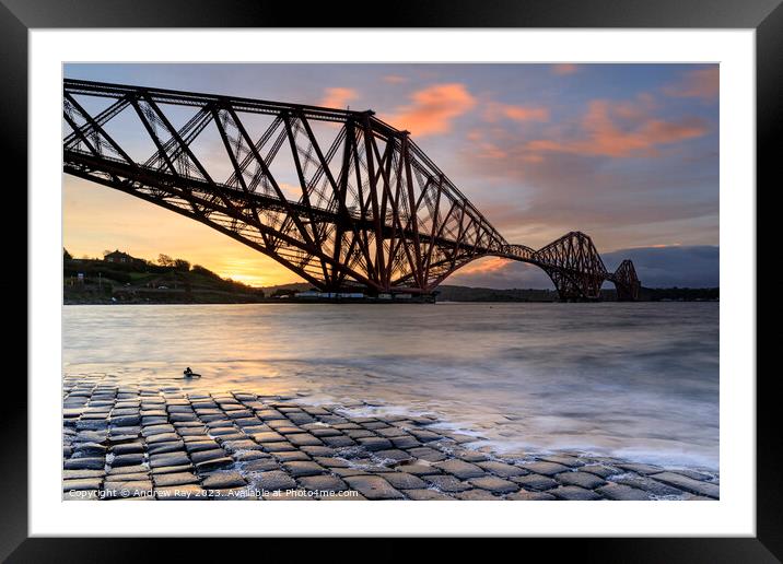 Forth Bridge at sunrise Framed Mounted Print by Andrew Ray