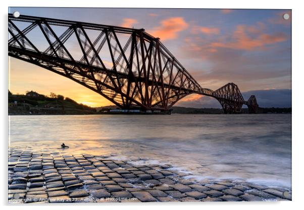 Forth Bridge at sunrise Acrylic by Andrew Ray