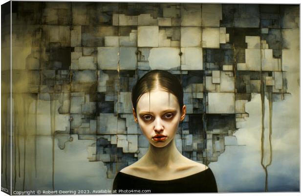 Melancholic Face Against Decaying Wall Canvas Print by Robert Deering
