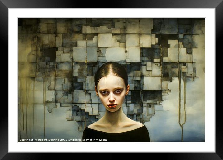 Melancholic Face Against Decaying Wall Framed Mounted Print by Robert Deering