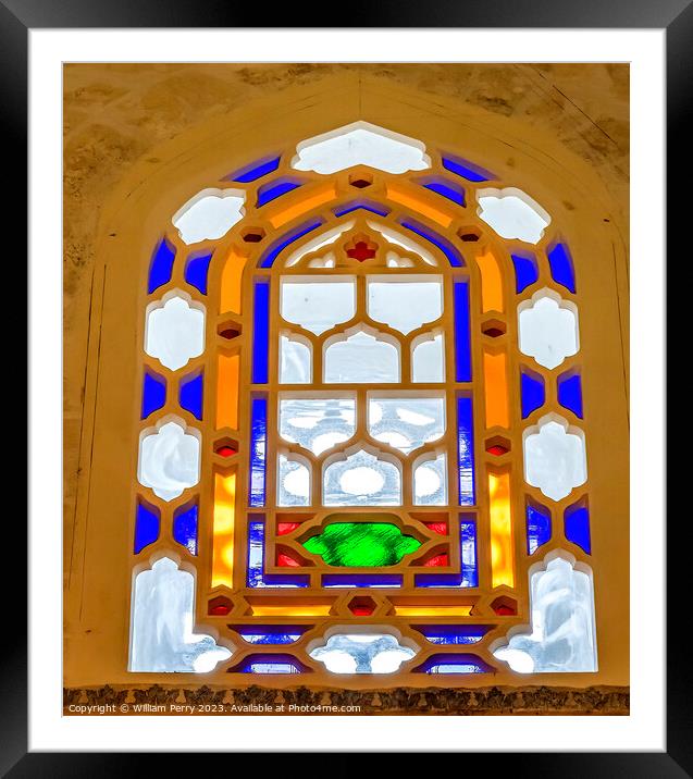 Blue Mosque Basilica Colorful Stained Glass Istanbul Turkey Framed Mounted Print by William Perry