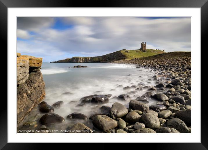 Rocky shore (Dunstanburgh Castle) Framed Mounted Print by Andrew Ray