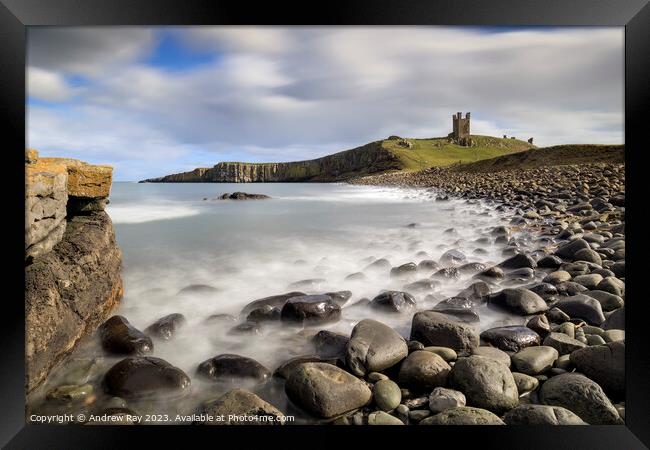 Rocky shore (Dunstanburgh Castle) Framed Print by Andrew Ray