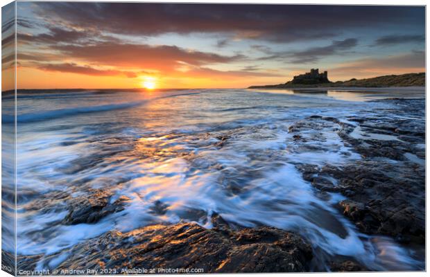 Sunrise at Bamburgh Canvas Print by Andrew Ray