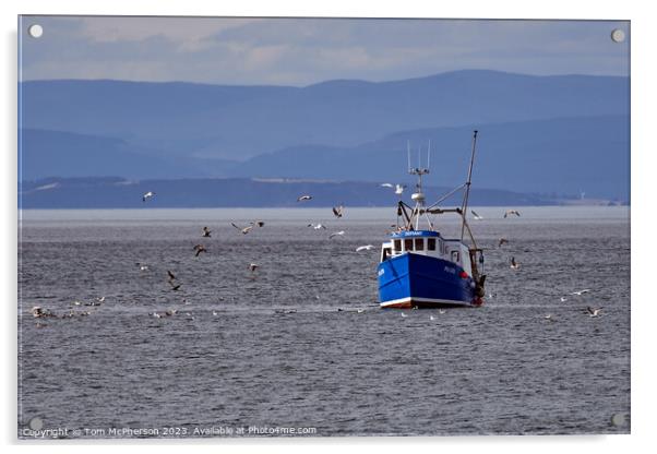 "Serene Dusk: Fishing Boats Adorn the Moray Firth" Acrylic by Tom McPherson