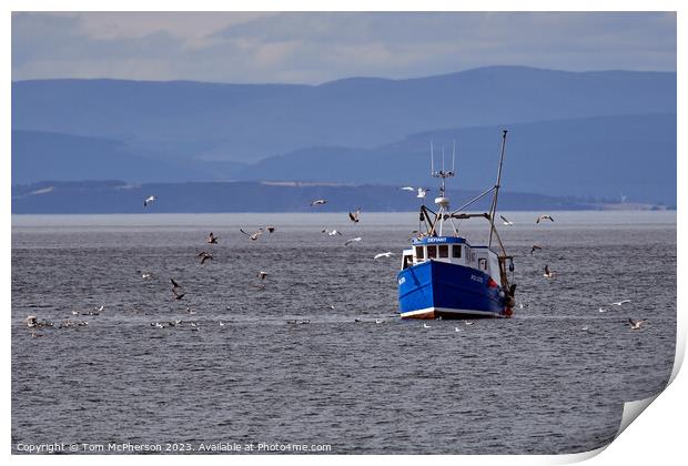 "Serene Dusk: Fishing Boats Adorn the Moray Firth" Print by Tom McPherson