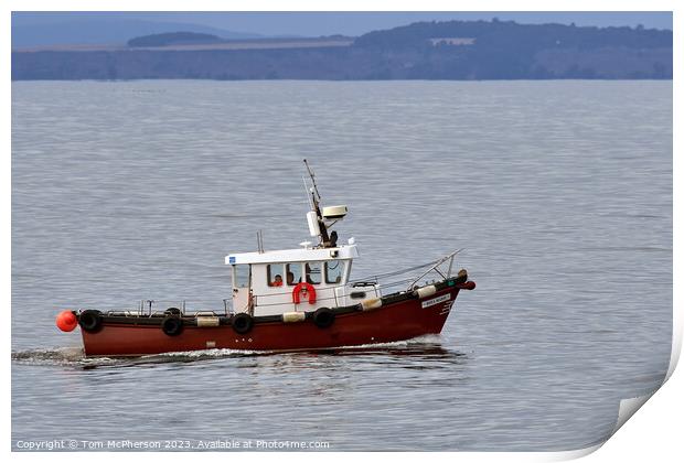 Fishing Boat  working on Moray Firth Print by Tom McPherson