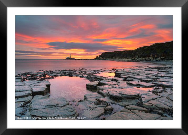 Old Hartley Beach at sunrise Framed Mounted Print by Andrew Ray