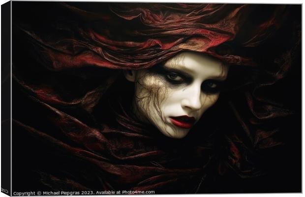 Deeply unsettling surrealist horror portrait created with genera Canvas Print by Michael Piepgras