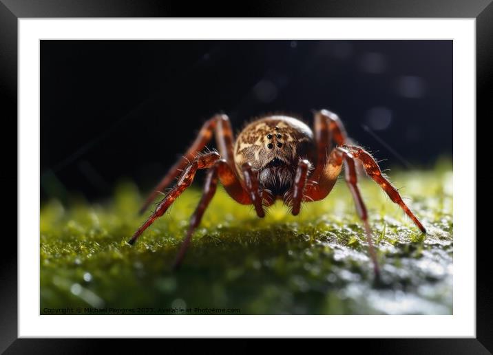 A european spider in a web created with generative AI technology Framed Mounted Print by Michael Piepgras