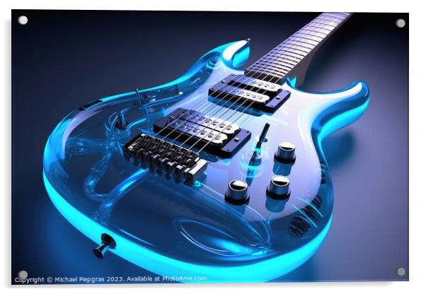 A futuristic guitar in a cool design created with generative AI  Acrylic by Michael Piepgras