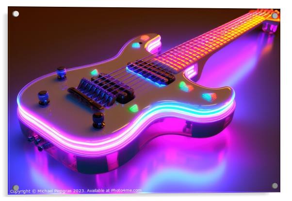 A futuristic guitar in a cool design created with generative AI  Acrylic by Michael Piepgras