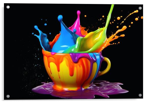 A liquid splashing artwork in beautiful colors created with gene Acrylic by Michael Piepgras