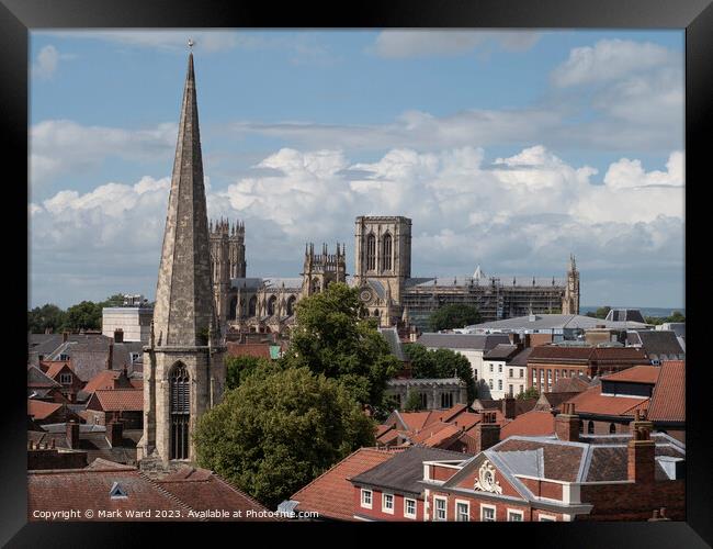 York Minster over the Rooftops. Framed Print by Mark Ward
