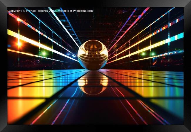 Nightlife disco ball concept created with generative AI technolo Framed Print by Michael Piepgras