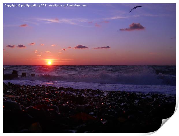Eastbourne Beach sunrise. Print by camera man