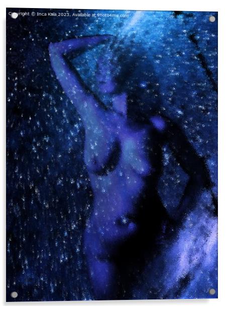 Frosted Blue Nude Surrounded by Stars Acrylic by Inca Kala