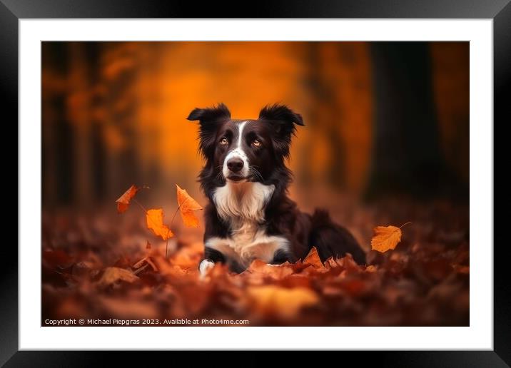 Portrait of a cute border collie dog created with generative AI  Framed Mounted Print by Michael Piepgras