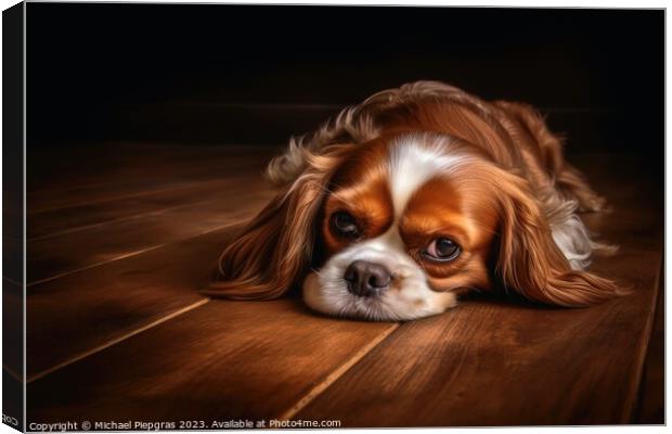 Portrait of a cute cavalier King charles spaniel dog created wit Canvas Print by Michael Piepgras