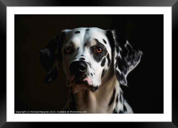 Portrait of a cute dalmatiner dog created with generative AI tec Framed Mounted Print by Michael Piepgras