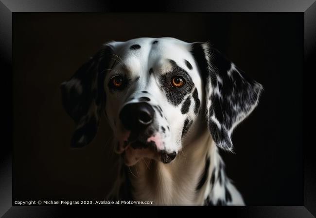 Portrait of a cute dalmatiner dog created with generative AI tec Framed Print by Michael Piepgras