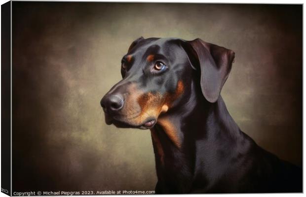 Portrait of a cute doberman dog created with generative AI techn Canvas Print by Michael Piepgras