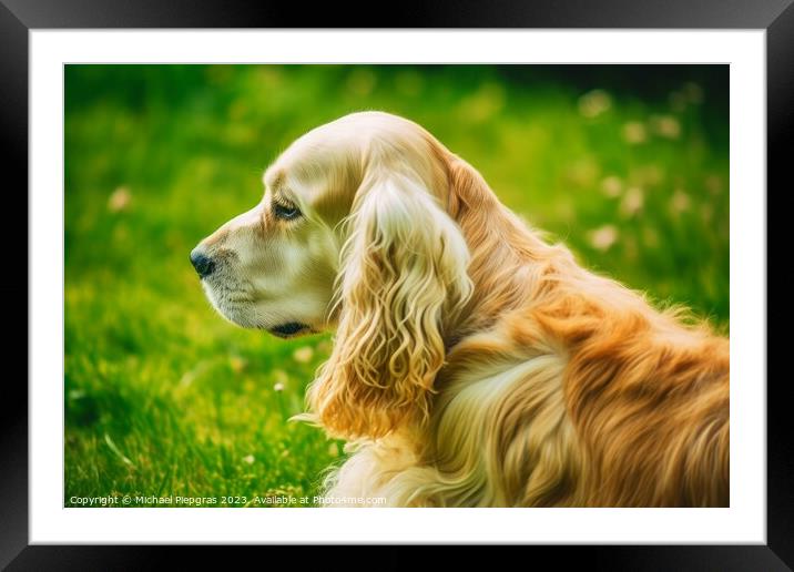 Portrait of a cute english cocker spaniel dog created with gener Framed Mounted Print by Michael Piepgras