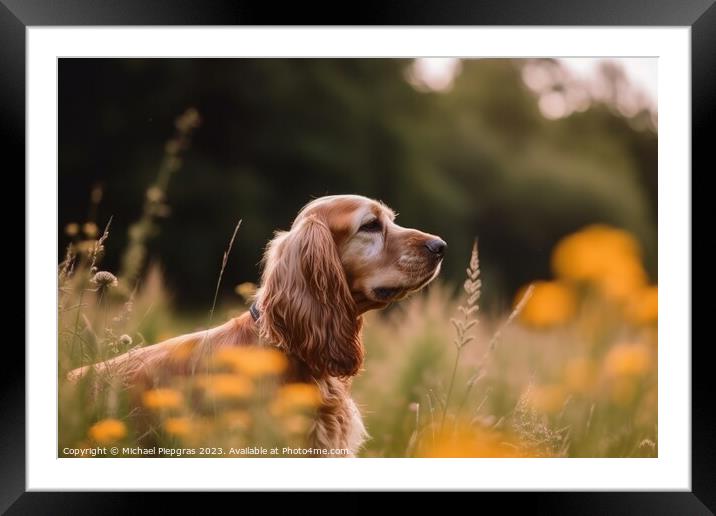 Portrait of a cute english cocker spaniel dog created with gener Framed Mounted Print by Michael Piepgras