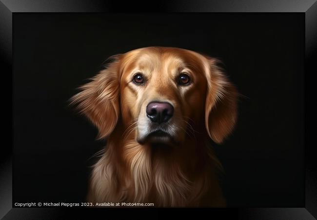 Portrait of a cute golden retriever dog created with generative  Framed Print by Michael Piepgras