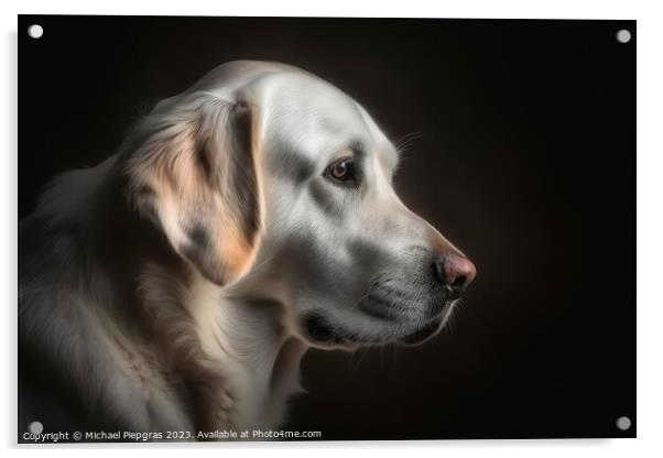Portrait of a cute golden retriever dog created with generative  Acrylic by Michael Piepgras