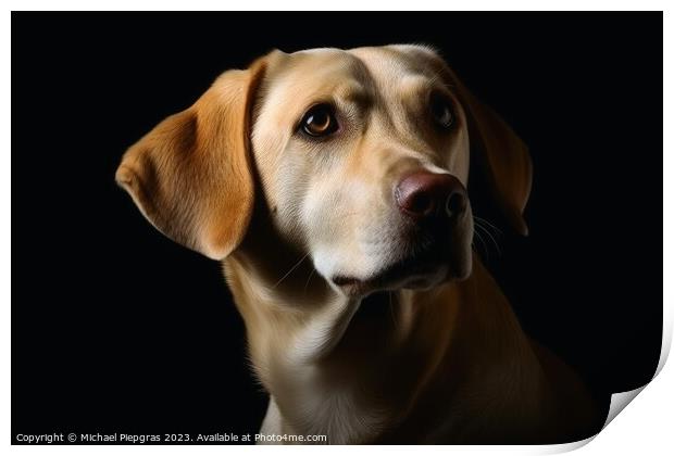 Portrait of a cute labrador dog created with generative AI techn Print by Michael Piepgras