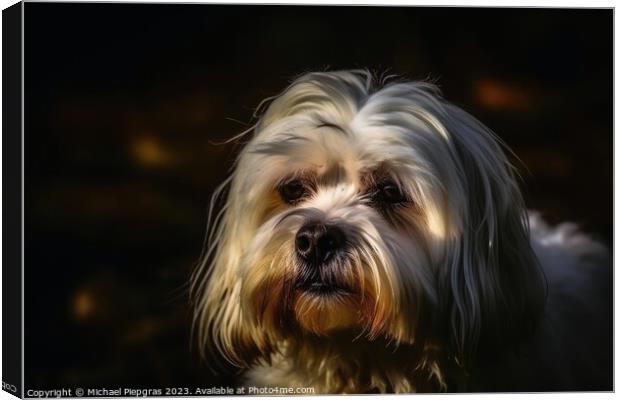 Portrait of a cute Malteser dog created with generative AI techn Canvas Print by Michael Piepgras
