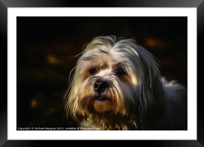 Portrait of a cute Malteser dog created with generative AI techn Framed Mounted Print by Michael Piepgras