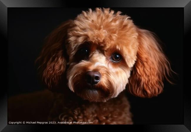 Portrait of a cute poodle dog created with generative AI technol Framed Print by Michael Piepgras