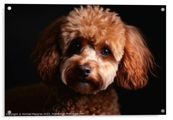 Portrait of a cute poodle dog created with generative AI technol Acrylic by Michael Piepgras