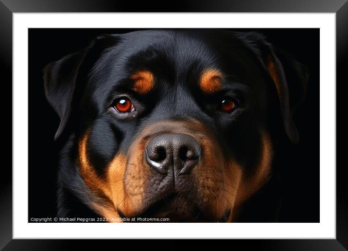 Portrait of a cute Rottweiler dog created with generative AI tec Framed Mounted Print by Michael Piepgras